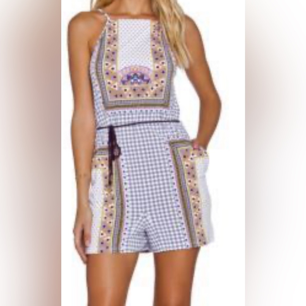 NWT TIGERLILY Dalmatia Onesie /Romper Multicolor Size 4 Tie Belt Women’s